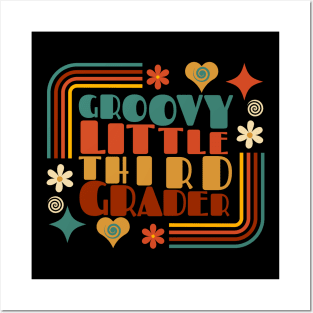 Groovy Little Third Grader First Day of School Posters and Art